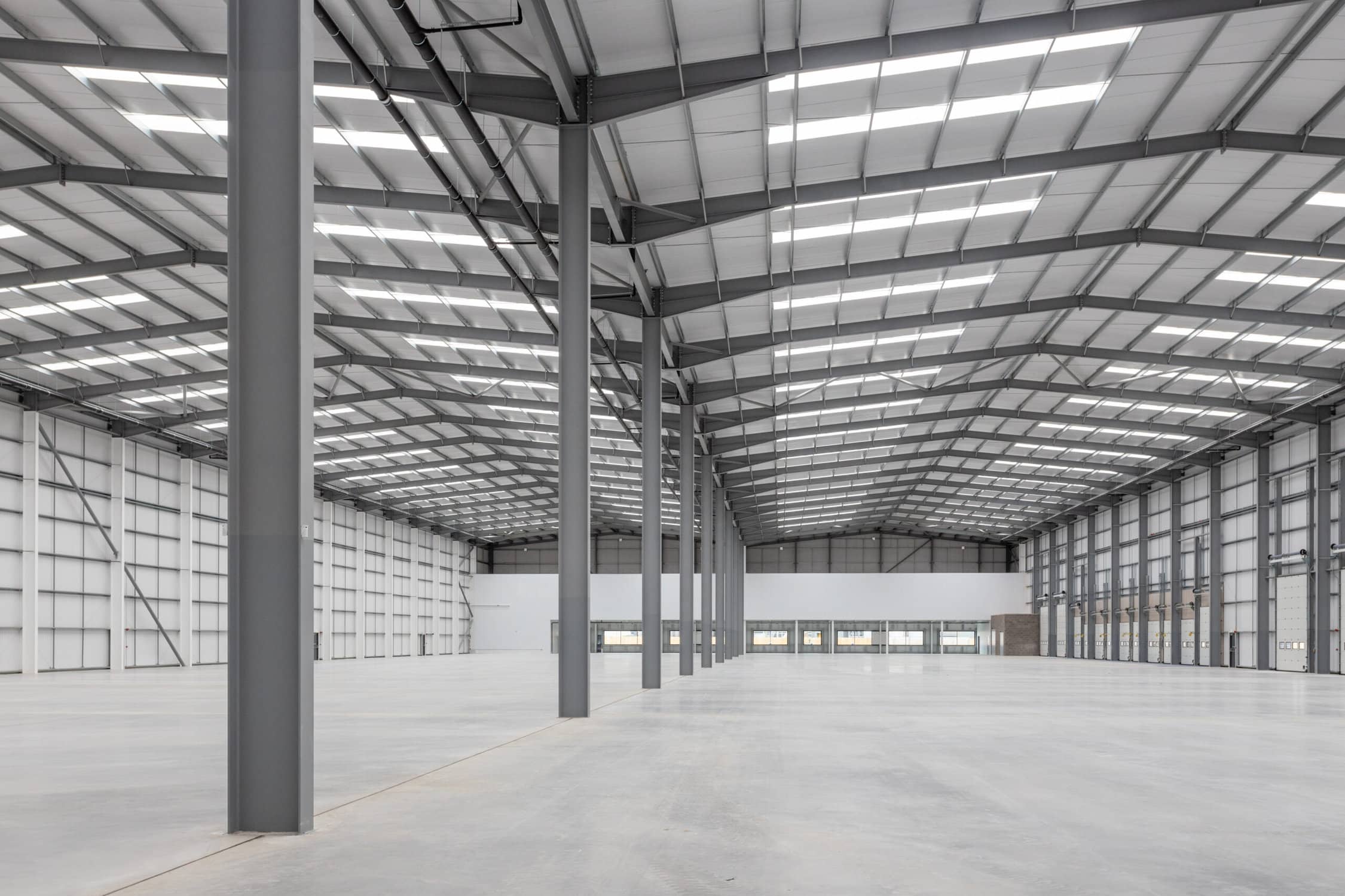 commercial warehouse interior with concrete flooring